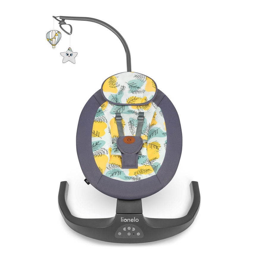 Lionelo - bērnu šūpuļkrēsls ar melodiju RALF 4xAA Grey Concrete + tālvadības pults