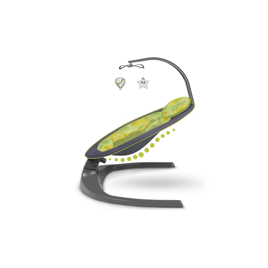 Lionelo - bērnu šūpuļkrēsls ar melodiju RALF 4xAA Grey Concrete + tālvadības pults