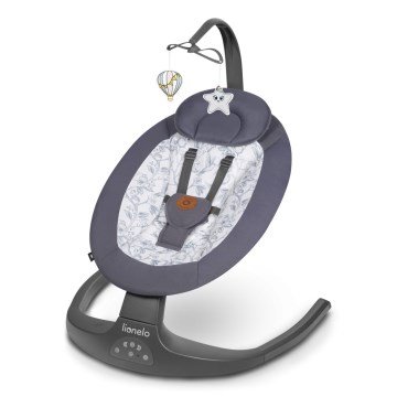 Lionelo - Bērnu šūpuļkrēsls ar melodiju RALF, 4xAA, pelēks/balts, ar tālvadības pulti