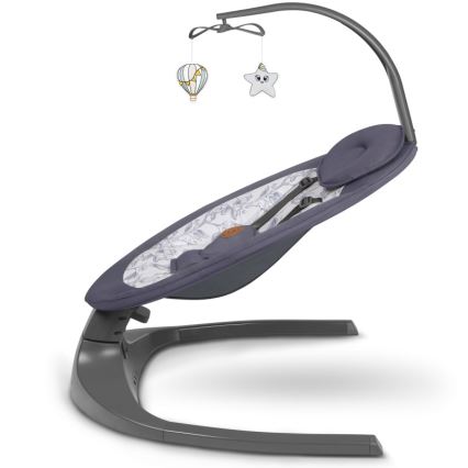 Lionelo - Bērnu šūpuļkrēsls ar melodiju RALF, 4xAA, pelēks/balts, ar tālvadības pulti