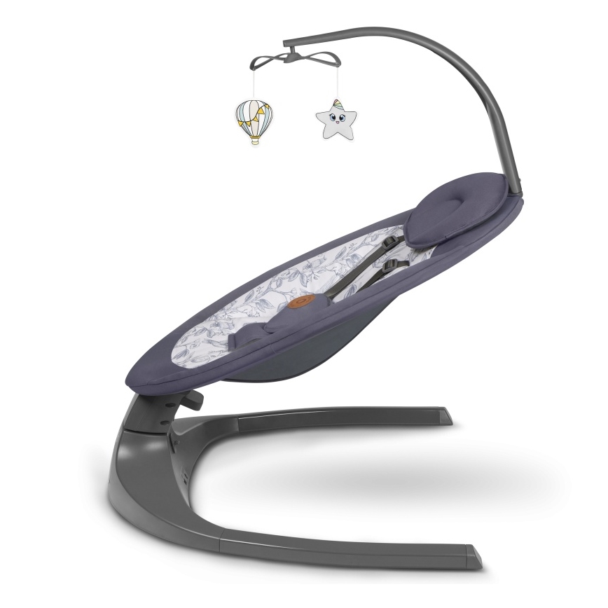 Lionelo - Bērnu šūpuļkrēsls ar melodiju RALF, 4xAA, pelēks/balts, ar tālvadības pulti