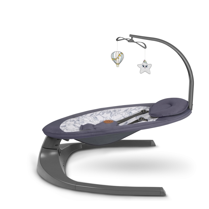 Lionelo - Bērnu šūpuļkrēsls ar melodiju RALF, 4xAA, pelēks/balts, ar tālvadības pulti