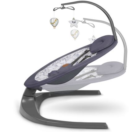 Lionelo - Bērnu šūpuļkrēsls ar melodiju RALF, 4xAA, pelēks/balts, ar tālvadības pulti