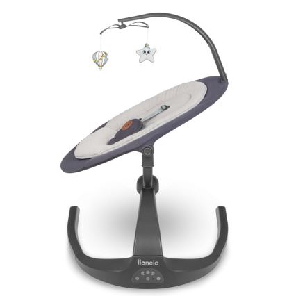 Lionelo - Bērnu šūpuļkrēsls ar melodiju RINA, 4xAA, betona pelēks + tālvadības pults