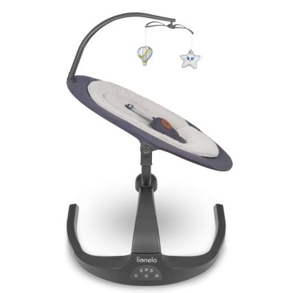 Lionelo - Bērnu šūpuļkrēsls ar melodiju RINA, 4xAA, betona pelēks + tālvadības pults