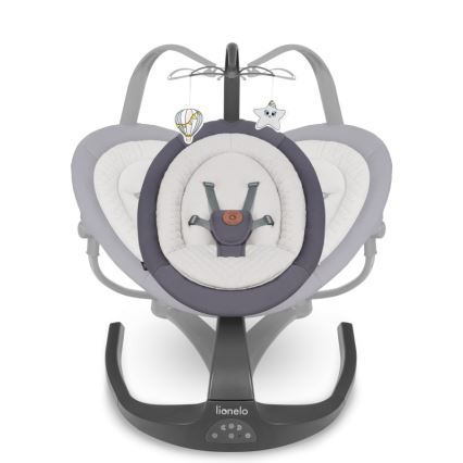 Lionelo - Bērnu šūpuļkrēsls ar melodiju RINA, 4xAA, betona pelēks + tālvadības pults