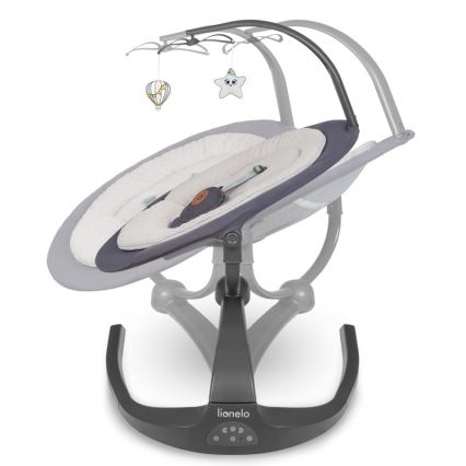 Lionelo - Bērnu šūpuļkrēsls ar melodiju RINA, 4xAA, betona pelēks + tālvadības pults