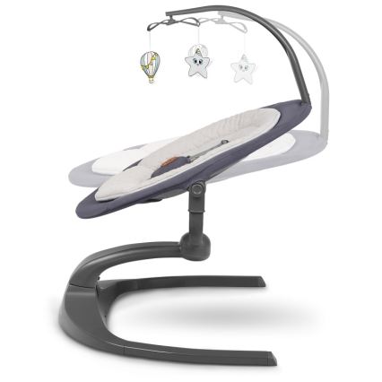 Lionelo - Bērnu šūpuļkrēsls ar melodiju RINA, 4xAA, betona pelēks + tālvadības pults