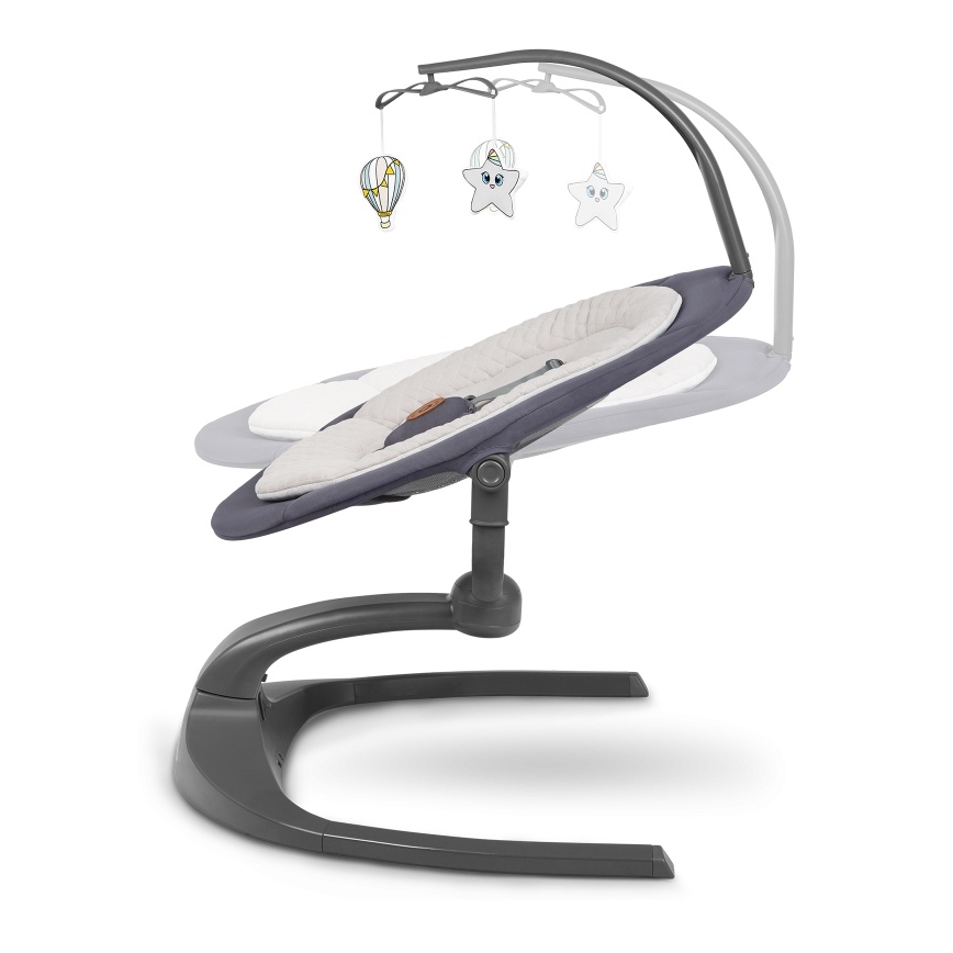 Lionelo - Bērnu šūpuļkrēsls ar melodiju RINA, 4xAA, betona pelēks + tālvadības pults