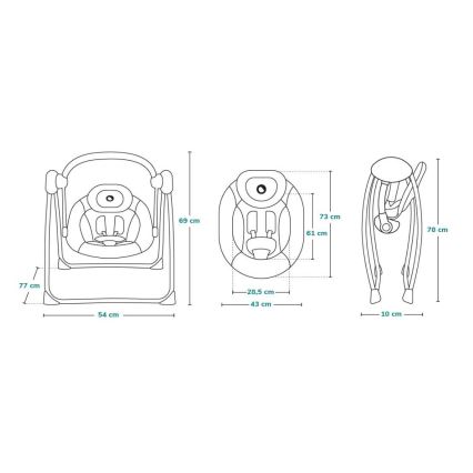 Lionelo - Bērnu šūpuļkrēsls OTTO 4xLR14 Cozy Grey