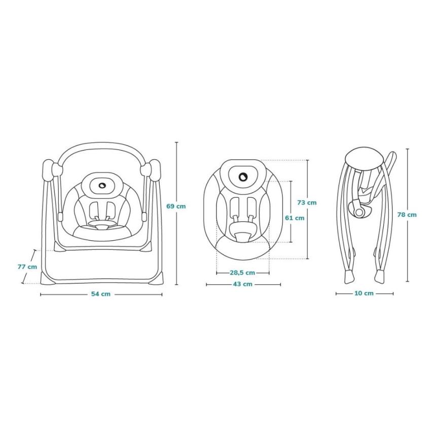 Lionelo - Bērnu šūpuļkrēsls OTTO 4xLR14 Cozy Grey