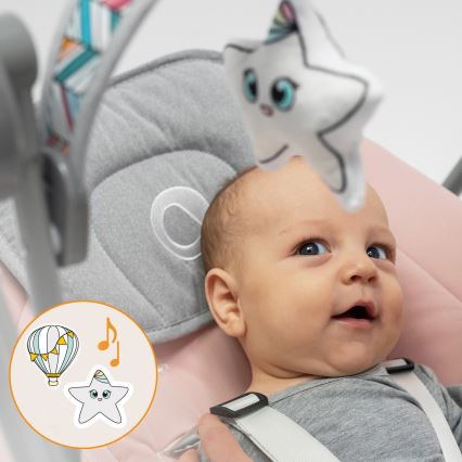 Lionelo - Bērnu šūpuļkrēsls OTTO 4xLR14 Pink Baby