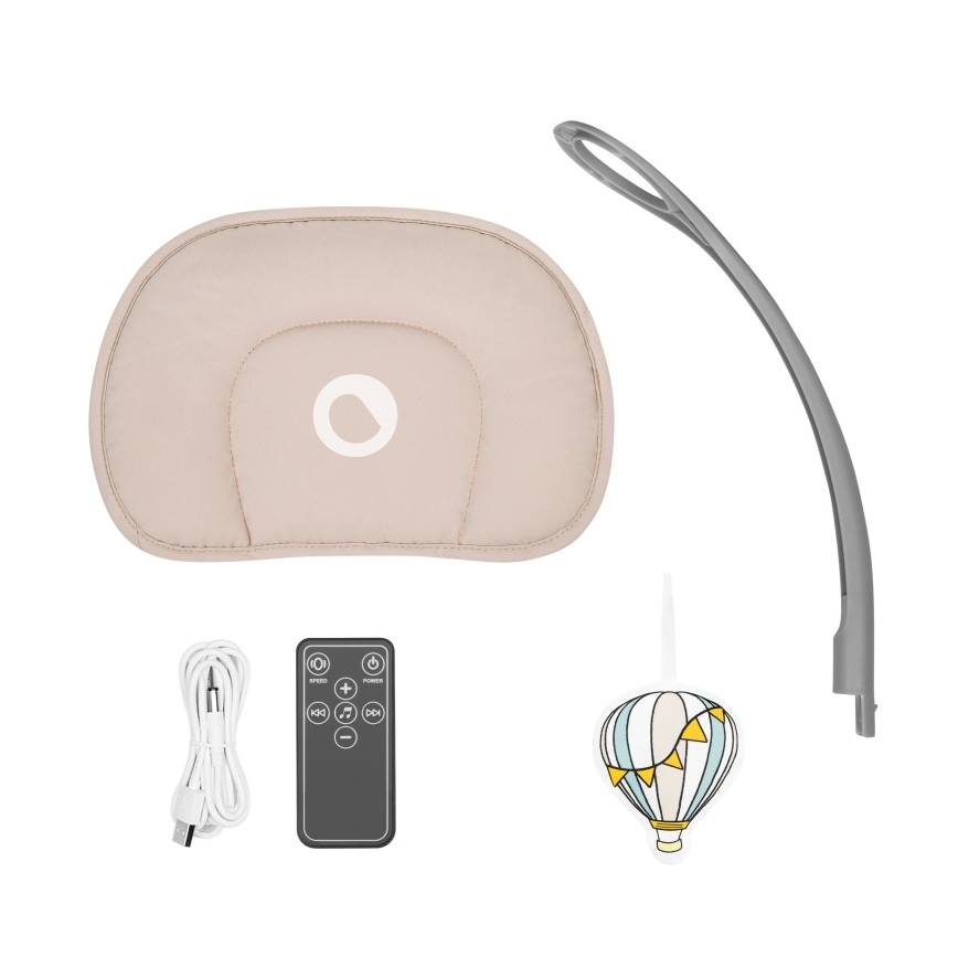 Lionelo - Bērnu šūpuļkrēsls RIO ar melodiju, 4xC, Beige Latte + tālvadība