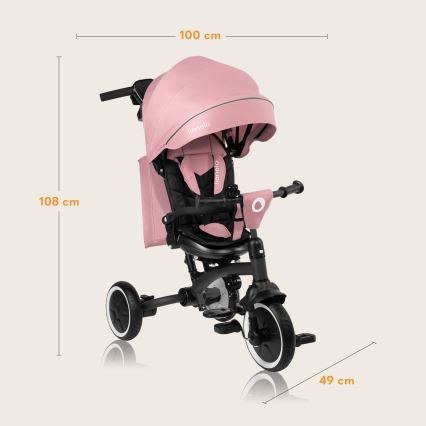 Lionelo - Bērnu tricikls TRIS PLUS Rozā roze