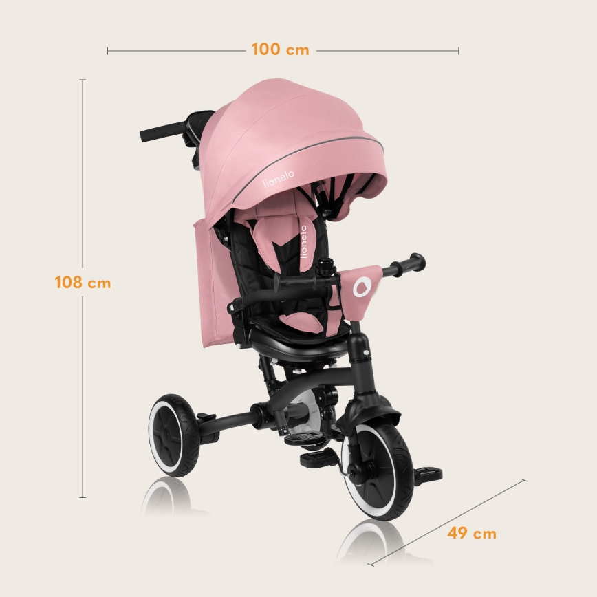 Lionelo - Bērnu tricikls TRIS PLUS Rozā roze