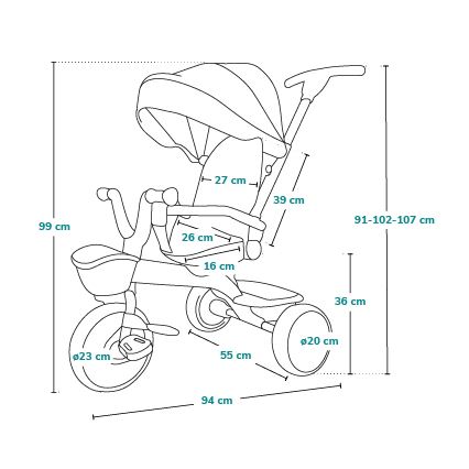 Lionelo - Bērnu trīsritenis HAARI melns/daudzkrāsains