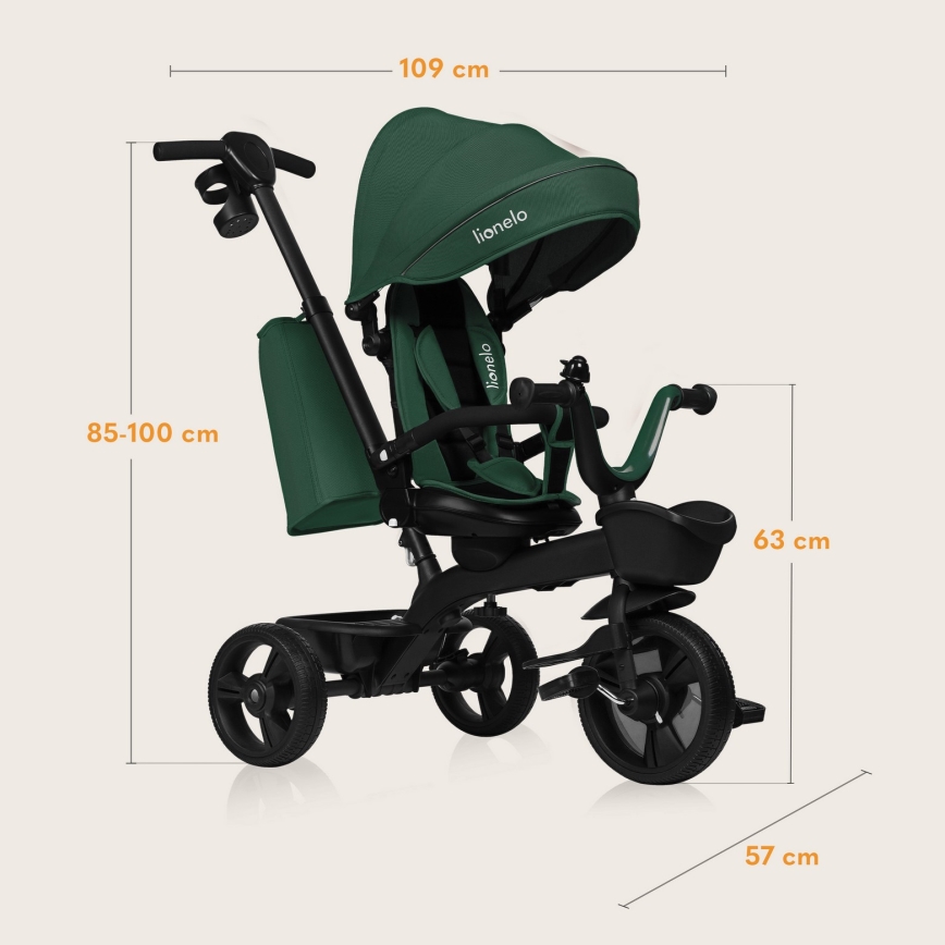 Lionelo - Bērnu trīsritenis KORI Green Emerald