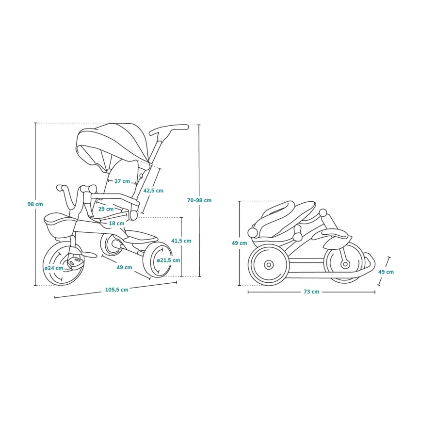 Lionelo - Bērnu trīsritenis TRIS, pelēks