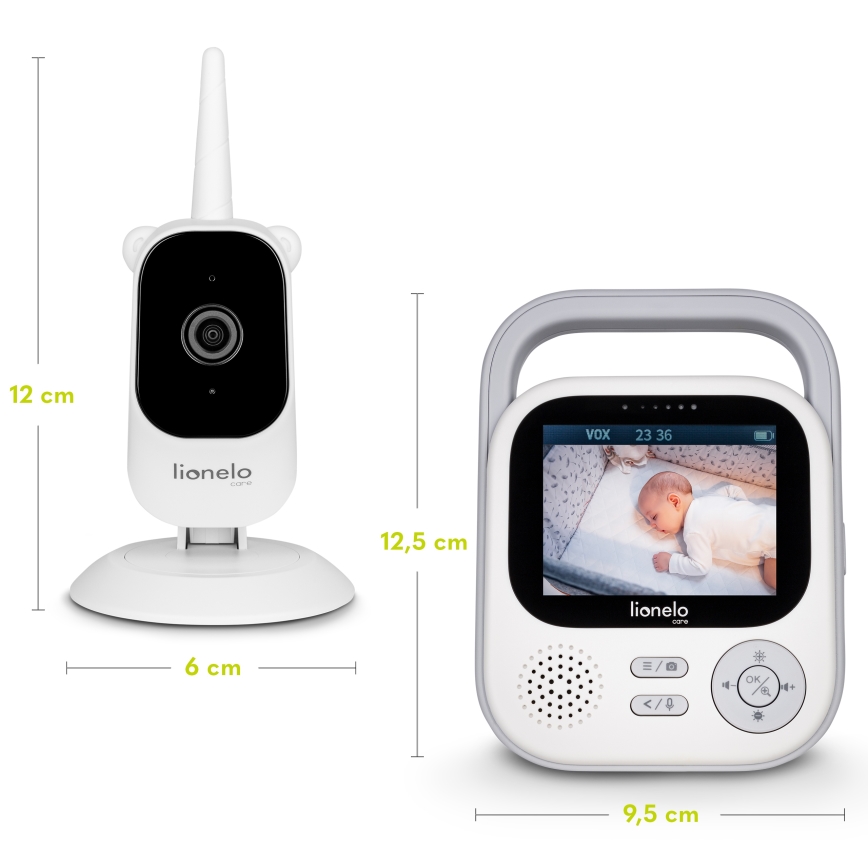 Lionelo - Bērnu uzraudzības ierīce ar monitoru BABYLINE 3.2, 5 V, 2600 mAh