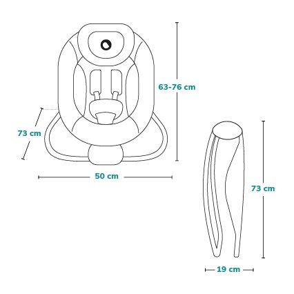 Lionelo - Bērnu vibrējošs šūpuļkrēsls ar melodiju PASCAL 2xAA pelēks/tirkīzs