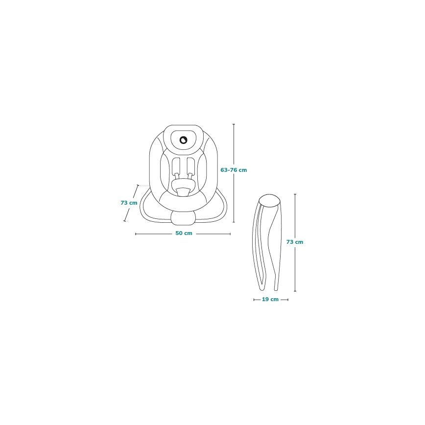 Lionelo - Bērnu vibrējošs šūpuļkrēsls ar melodiju PASCAL 2xAA pelēks/tirkīzs