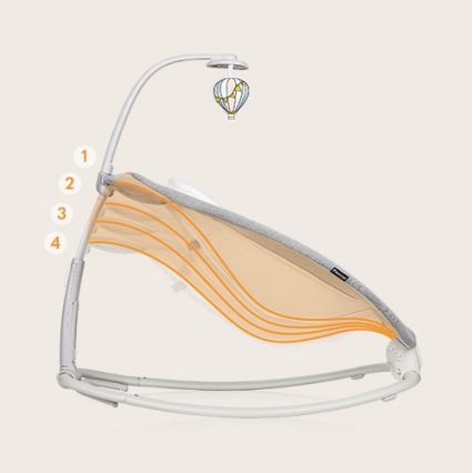 Lionelo - Bērnu vibrējošs šūpuļkrēsls ar melodiju PASCAL, darbināms ar 2xAA, pelēks