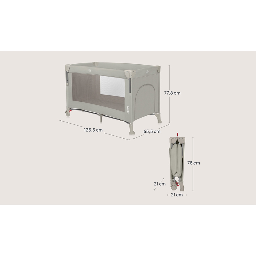 Lionelo - ceļojuma gultiņa 3 vienā ELLEN, bēšs