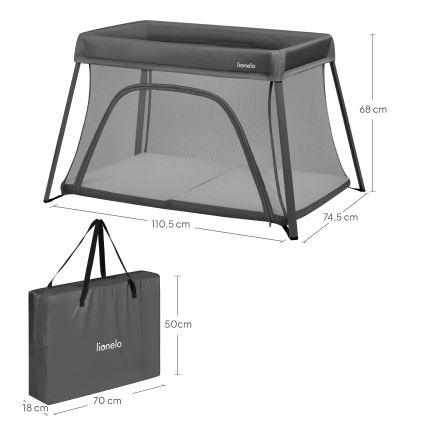 Lionelo - Ceļojuma gultiņa 3‑1 ALICE, pelēka