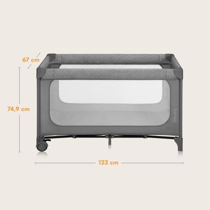 Lionelo - ceļojuma gultiņa JASMIN EASY FOLD Akmens pelēks