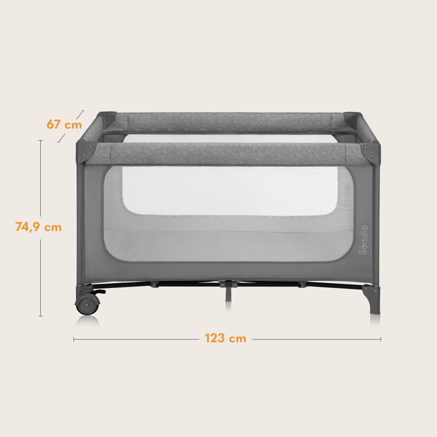 Lionelo - ceļojuma gultiņa JASMIN EASY FOLD Akmens pelēks