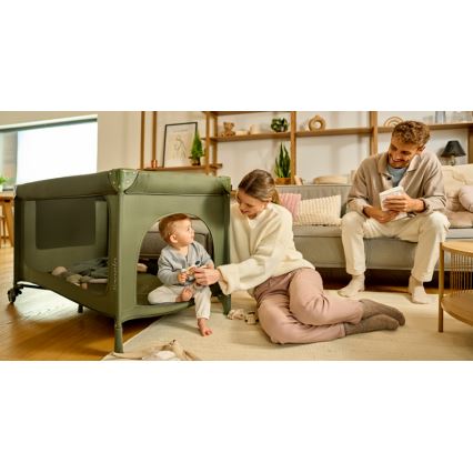 Lionelo - ceļojuma gultiņa JASMIN EASY FOLD olīvzaļa