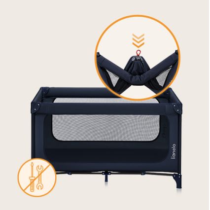 Lionelo - Ceļojuma gultiņa JASMIN EASY FOLD tumši zila