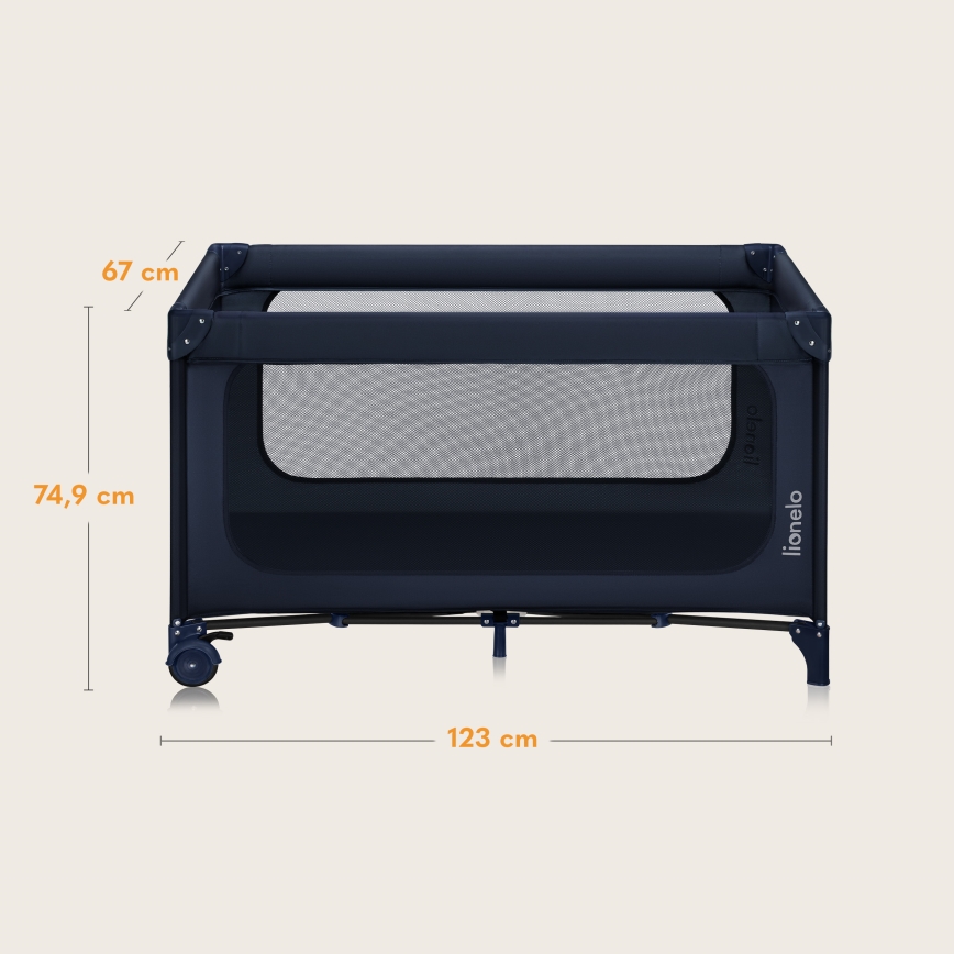 Lionelo - Ceļojuma gultiņa JASMIN EASY FOLD tumši zila