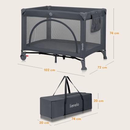 Lionelo - ceļojuma gultiņa LAURA, betona pelēks