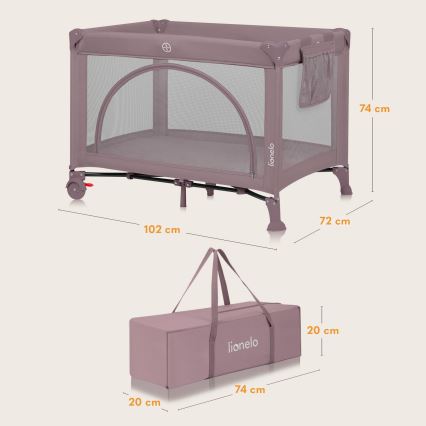 Lionelo - ceļojuma gultiņa LAURA gaiši rozā nude