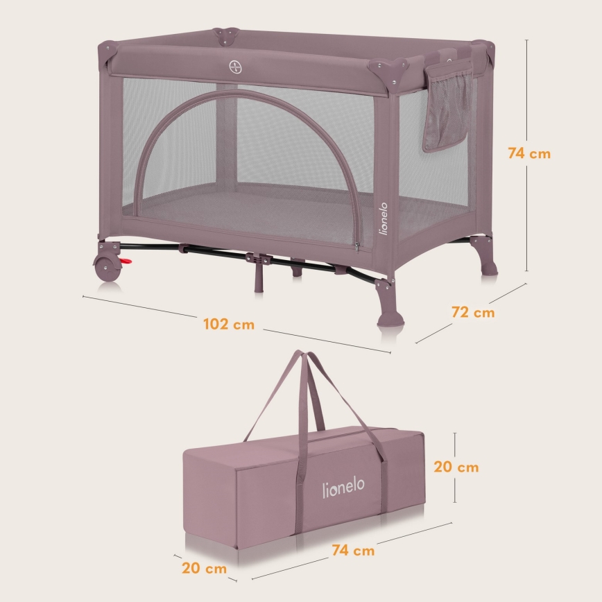Lionelo - ceļojuma gultiņa LAURA gaiši rozā nude