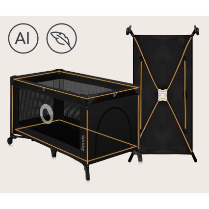 Lionelo - Ceļojuma gultiņa STEFI Black Carbon