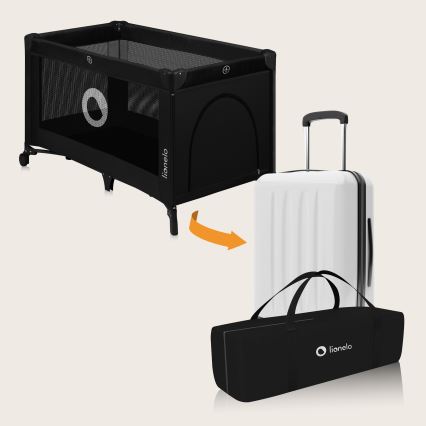 Lionelo - Ceļojuma gultiņa STEFI Black Carbon
