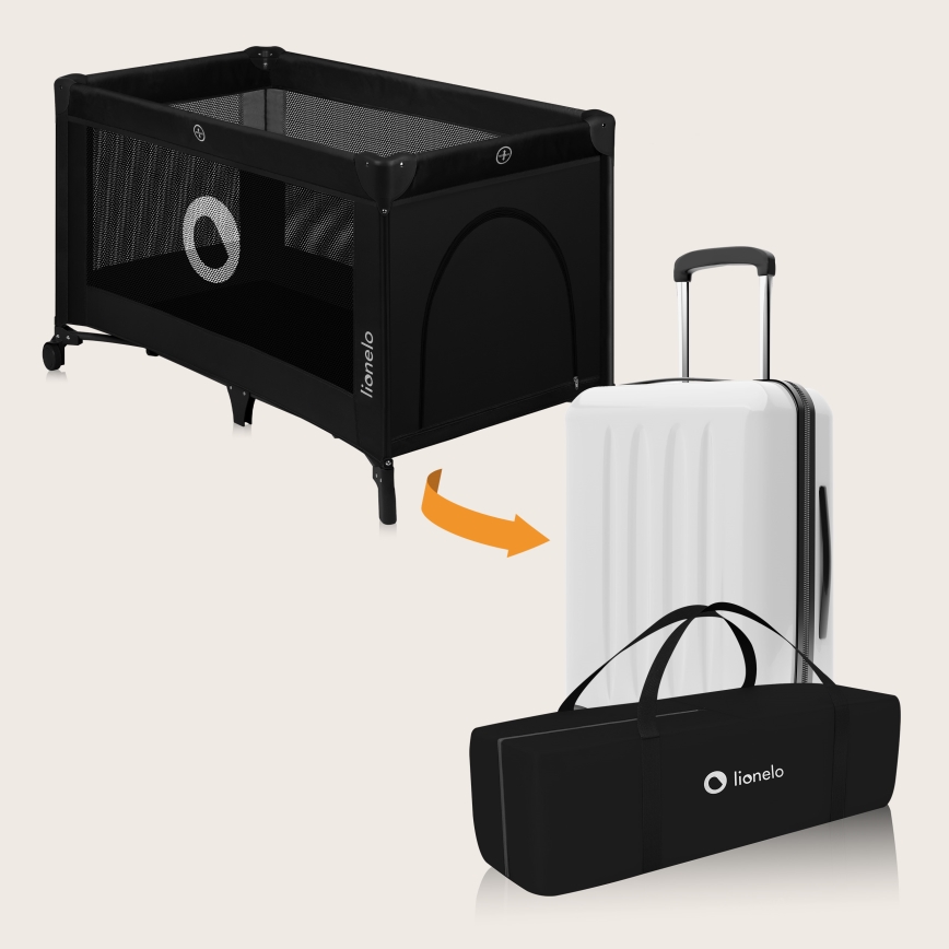 Lionelo - Ceļojuma gultiņa STEFI Black Carbon