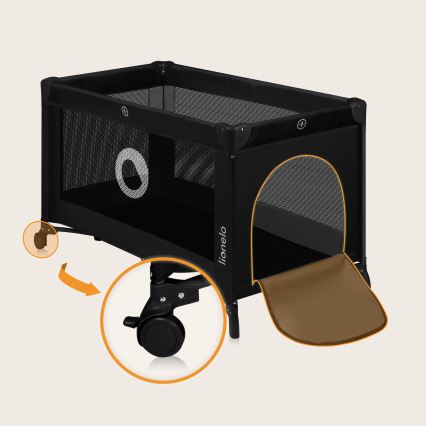 Lionelo - Ceļojuma gultiņa STEFI Black Carbon