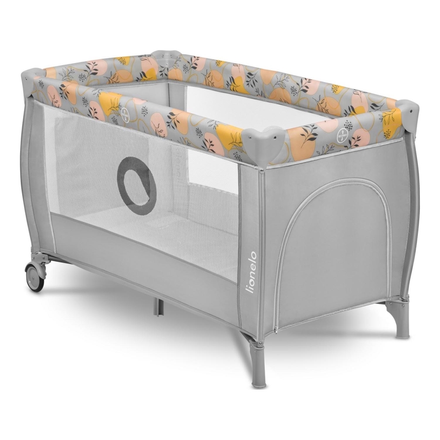 Lionelo - Ceļojuma gultiņa STEFI PLUS rozā/dzeltena