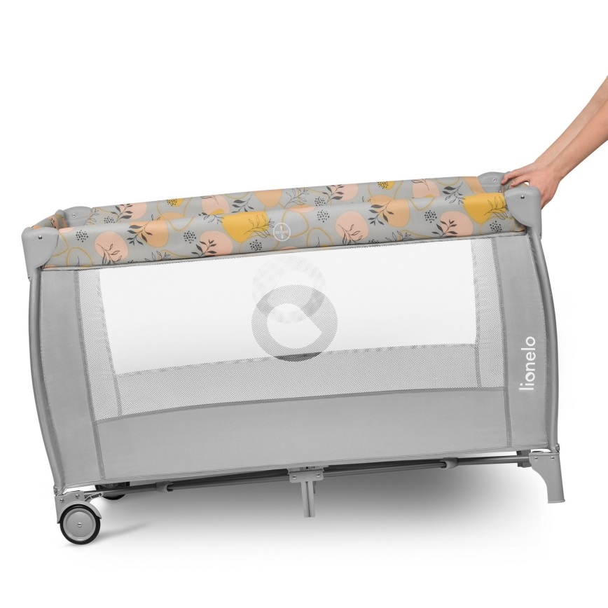 Lionelo - Ceļojuma gultiņa STEFI PLUS rozā/dzeltena