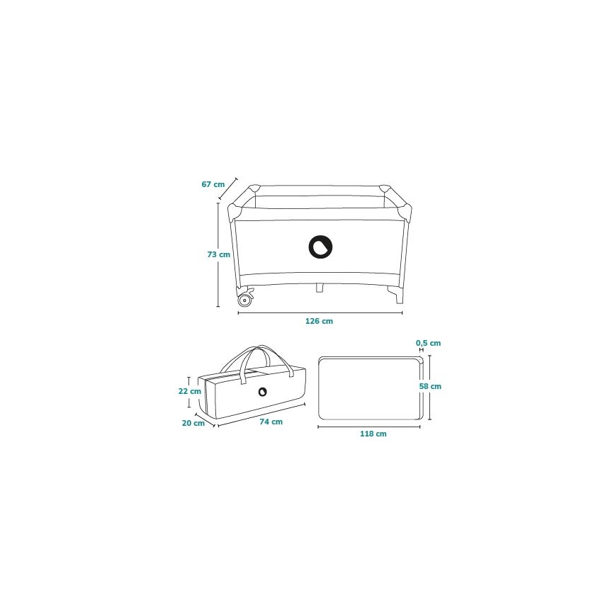 Lionelo - ceļojuma gultiņa STEFI, tumši zila