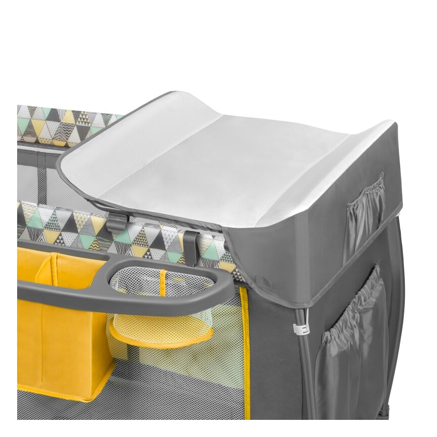 Lionelo - Ceļojuma gultiņa SVEN PLUS pelēka/dzeltena