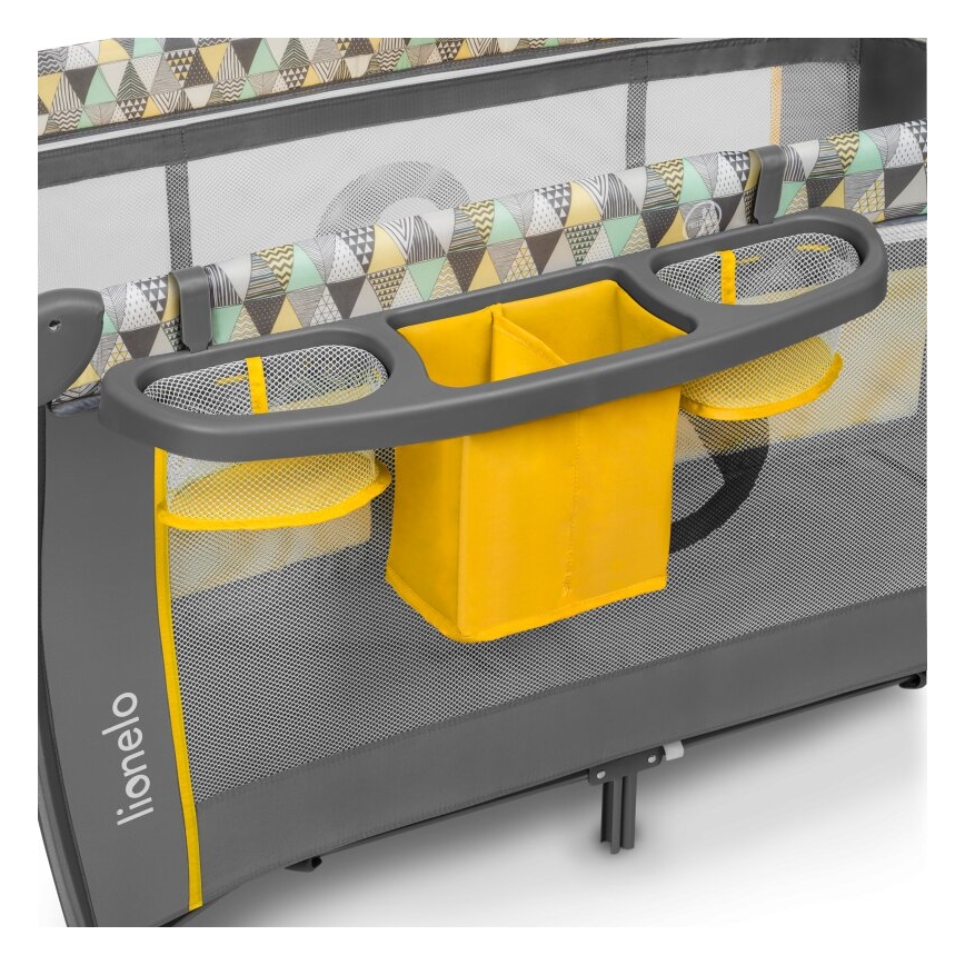 Lionelo - Ceļojuma gultiņa SVEN PLUS pelēka/dzeltena