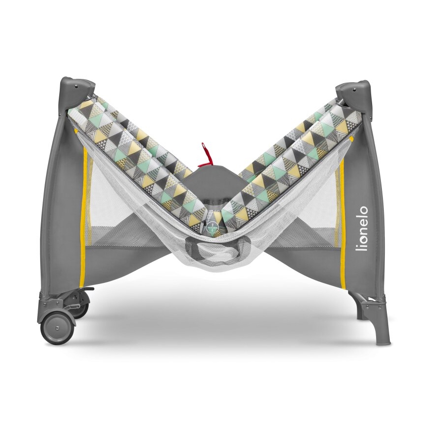 Lionelo - Ceļojuma gultiņa SVEN PLUS pelēka/dzeltena