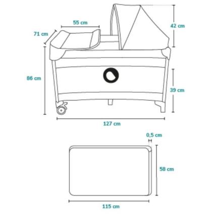 Lionelo - ceļojuma gultiņa SVEN PLUS pelēka