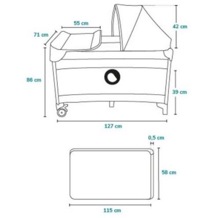 Lionelo - ceļojuma gultiņa SVEN PLUS pelēka/tirkīza