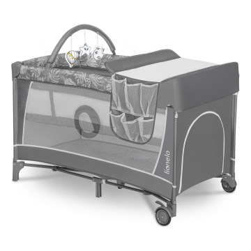 Lionelo - Ceļojumu gultiņa FLOWER Grey Stone
