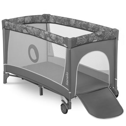 Lionelo - Ceļojumu gultiņa FLOWER Grey Stone